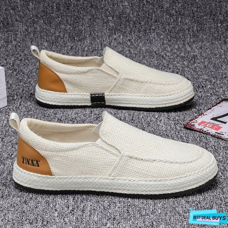 Men's Spring Linen Summer Slip-on Lofter Fisherman Casual Shoes