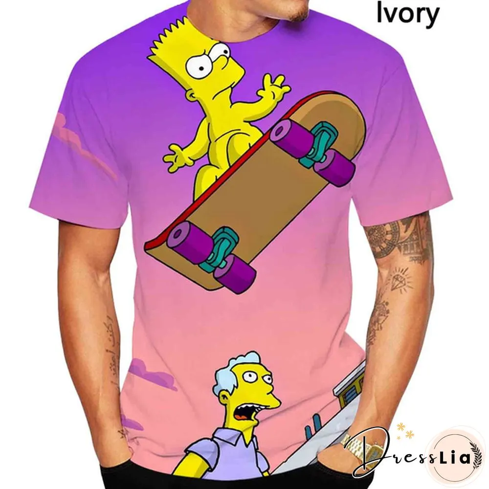 New Fashion 3D Print the Simpsons Cool T-shirt Men/women Short Sleeve Unisex Round Neck Tees