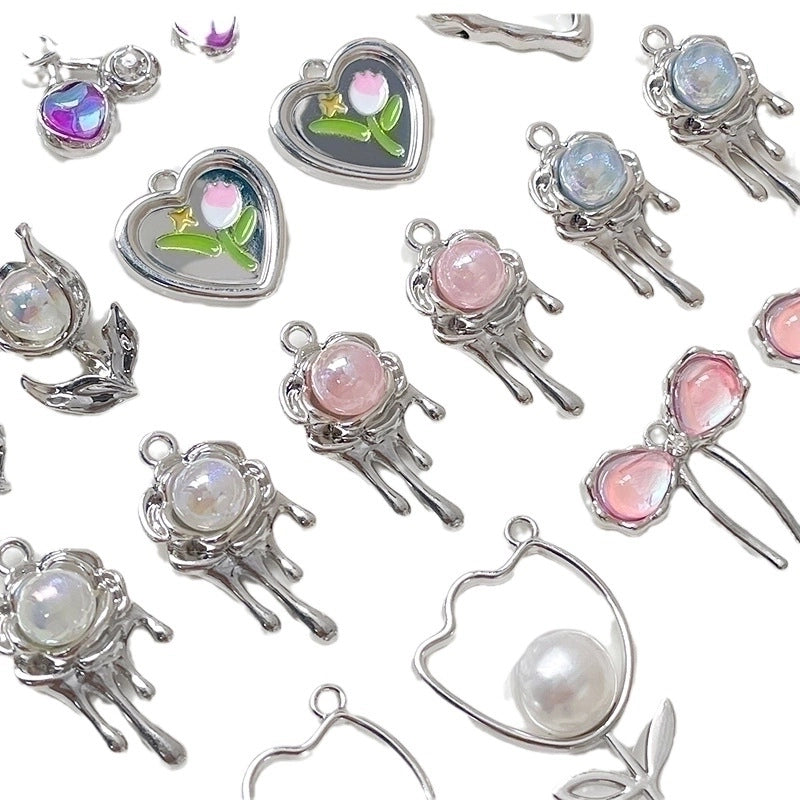 1 Piece Ig Style Sweet Cherry Heart Shape Flower Alloy Plating Inlay Jewelry Accessories