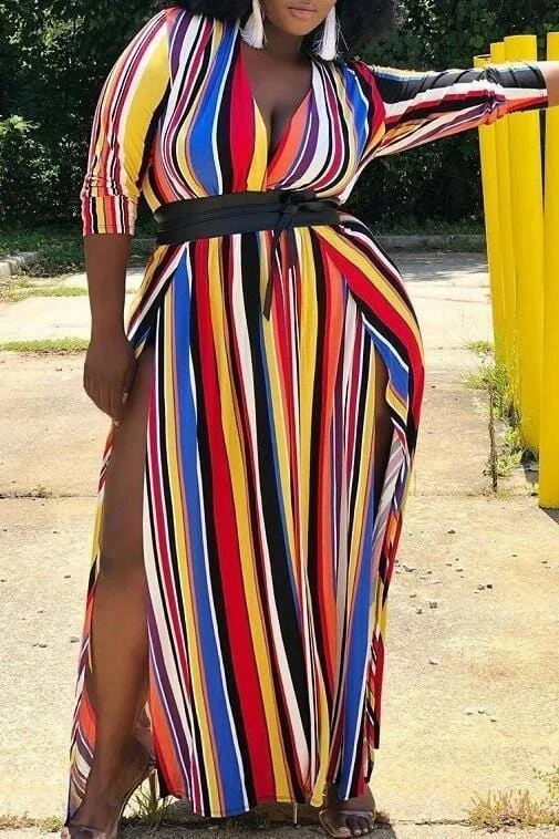 Colorful Striped Fashion Dress