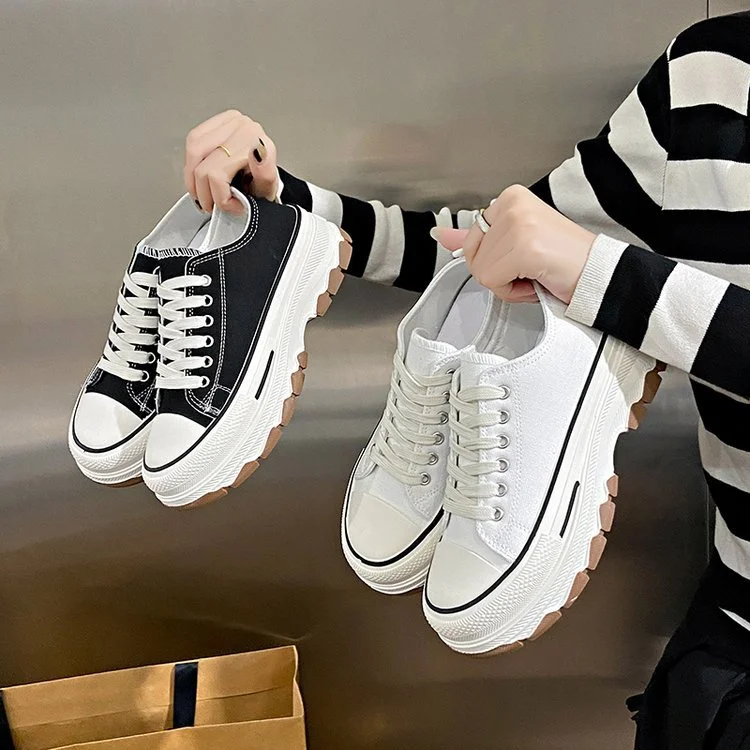 Churchf Churchf Sole Canvas Shoes Female 2023 Autumn New Cake Women's Shoes Increased Middle School Students Korean Version Casual Sports Small White Shoes