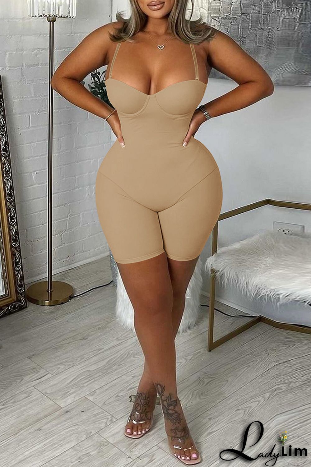 Pink Sexy Casual Solid Backless Spaghetti Strap Skinny Romper