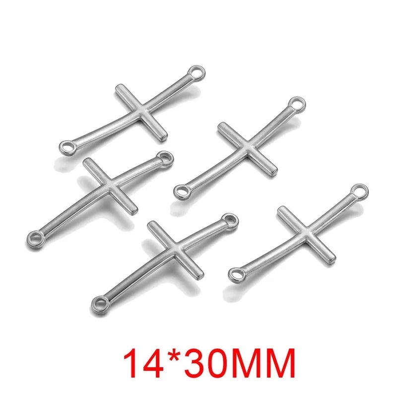 10 Pcs/package Minimalist Cross Stainless Steel Plating Connector Jewelry Accessories