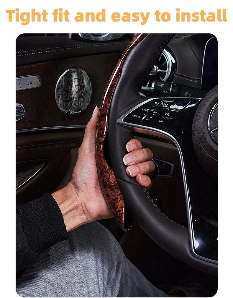 Car Peach Wood Steering Wheel Cover (2PCS)