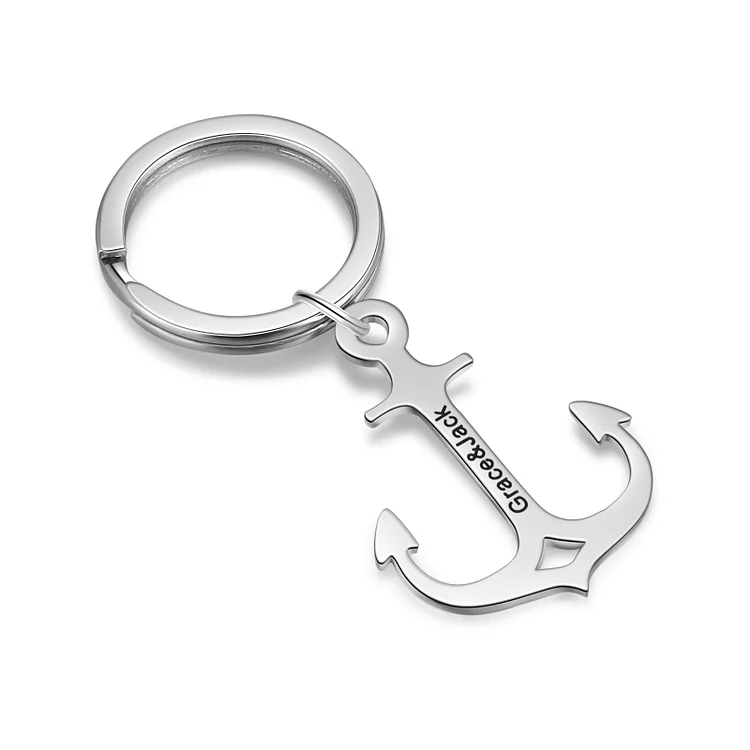 Personalized Anchor Keychain Custom Name Keyring Gifts