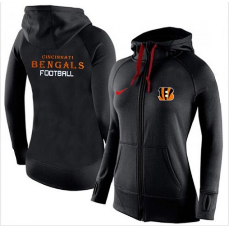 Women's  Cincinnati Bengals Full-Zip Performance Hoodie Black