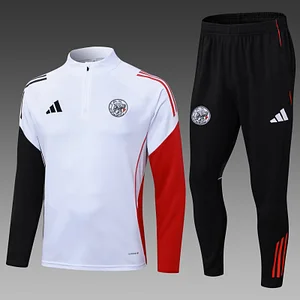 2025/2026 Ajax Half-Pull Training Suit White Football Shirt 1:1 Thai Quality Set