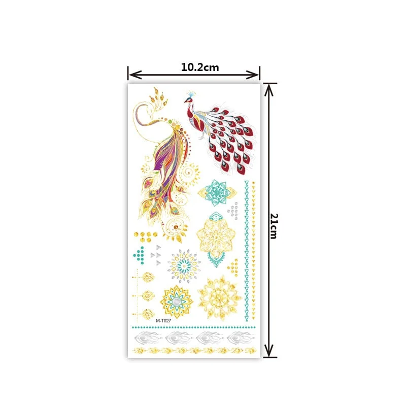 Creative personality exquisite fashion waterproof sweat gold and silver tattoo stickers bronzing and silver tattoo stickers