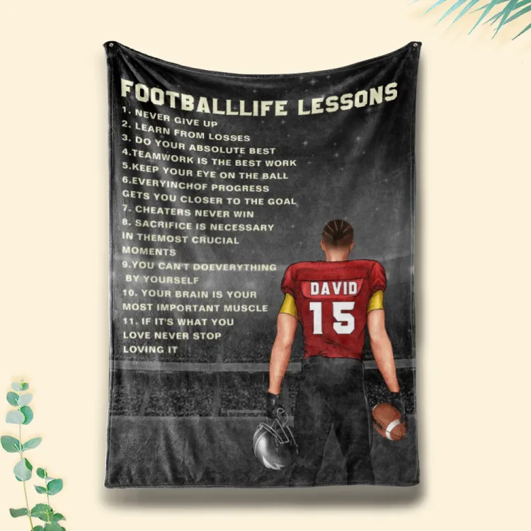 American Football Life Lessons Never Give Up Personalized Blanket