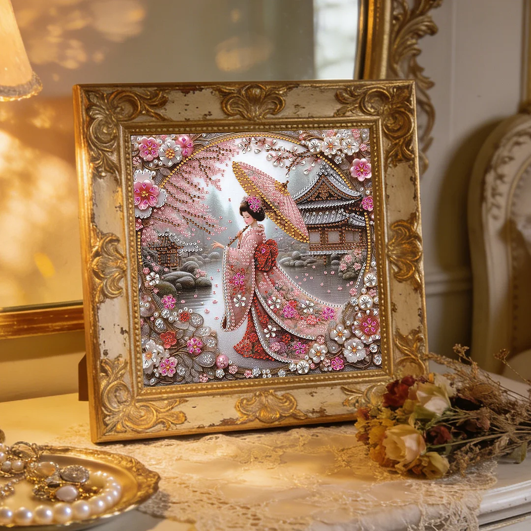 Japanese Beauty Special Shaped 5D DIY Partial Drill Diamond Painting Kit 30x30cm