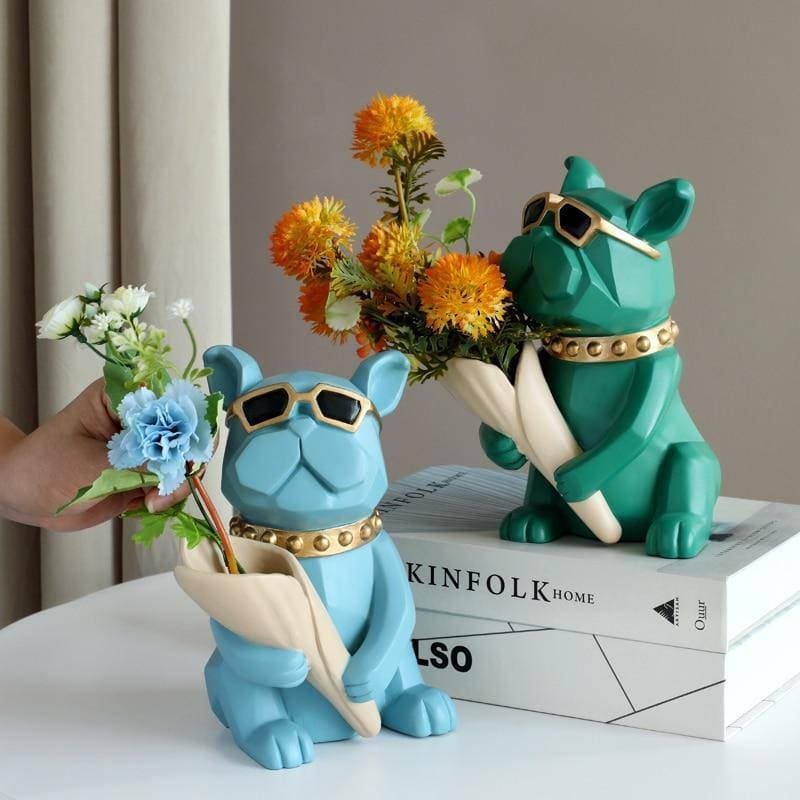 Bulldog Designer Flower Vase