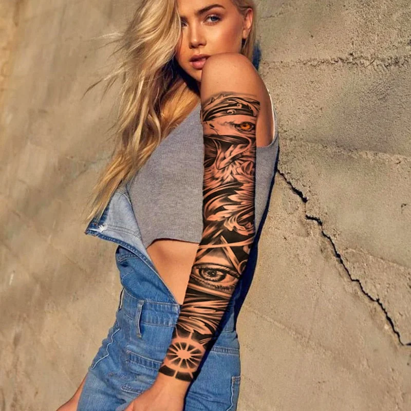 1Sheet Extra Large Temporary Tattoos Full Arm and Eagle ArmTattoo Sleeves for Men Women
