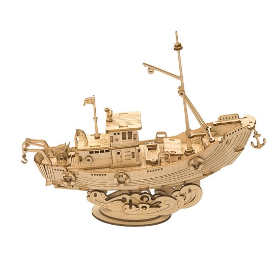  Robotime Online Rolife Fishing Ship Model 3D Wooden Puzzle TG308