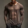 Men's Loose Casual Thin Sheer Raglan Long Sleeve T-Shirt Base Layer by Inlyline