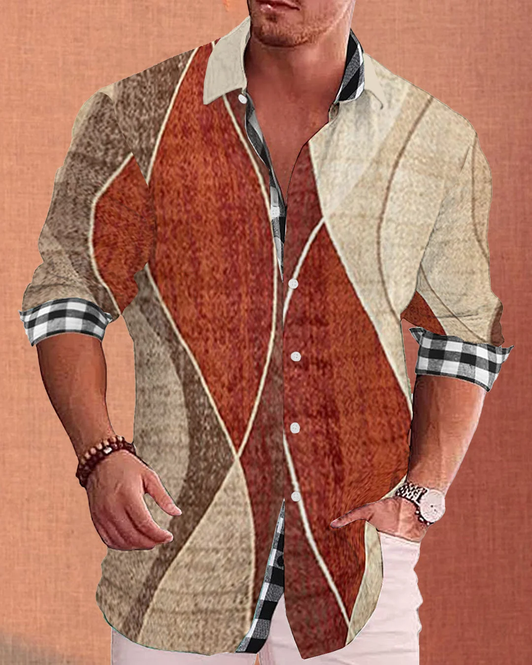 Men's cotton&linen long-sleeved fashion casual shirt 9795