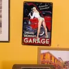 Garage girl - Panneaux en &eacute;tain m&eacute;tallique(20*30cm/30*40cm) - Garage
