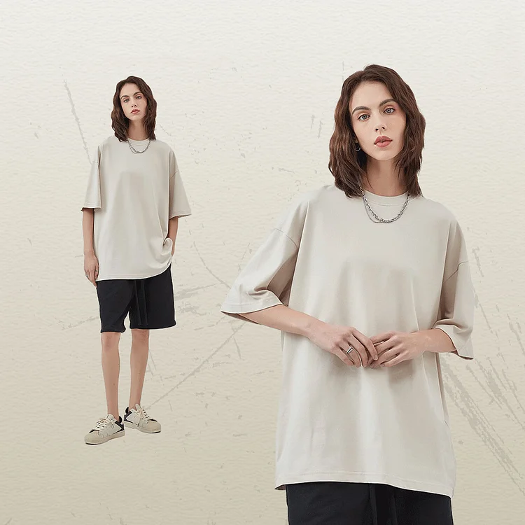 Premium Weight Cotton Crewneck T-Shirt - Apricot-FG  Stunahome.com