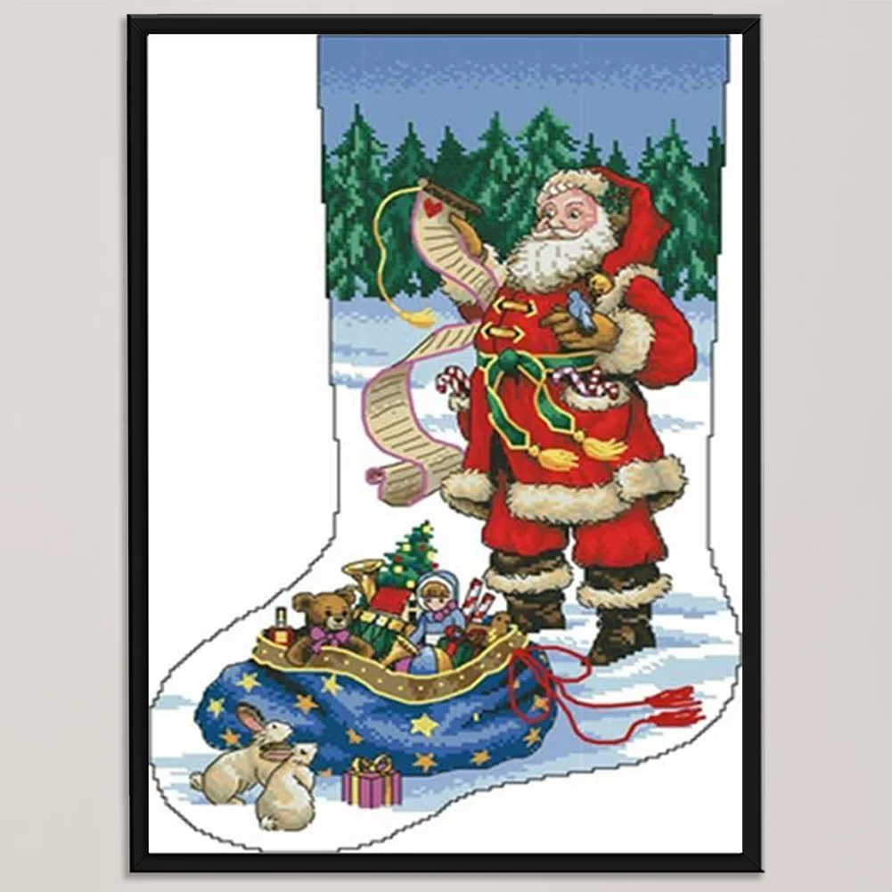 11CT Partial Stamped Cross Stitch - Stocking(Canvas|40*50CM)