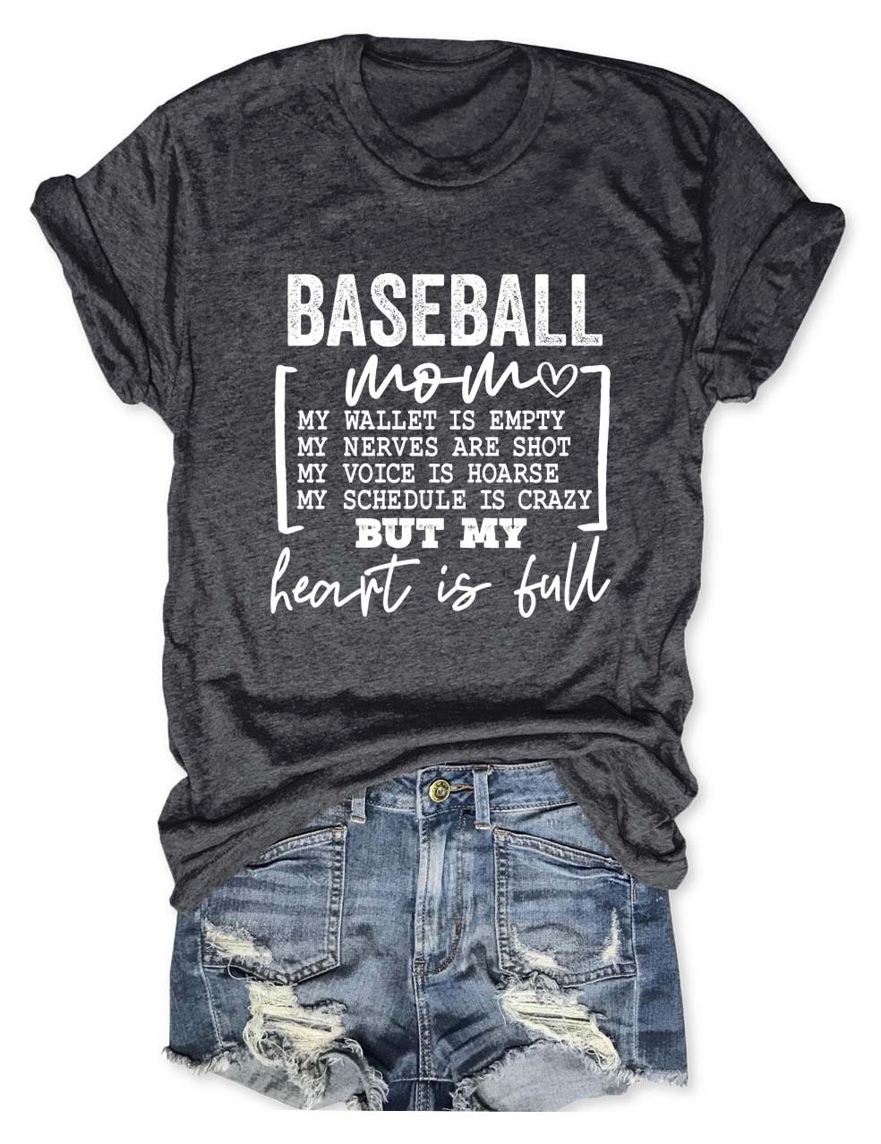 Baseball Mom Heart Is Full T-Shirt