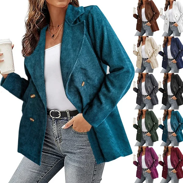 Fashion Women Suit Tops Casual Lapel Solid Color Long Sleeve Jacket Blazer