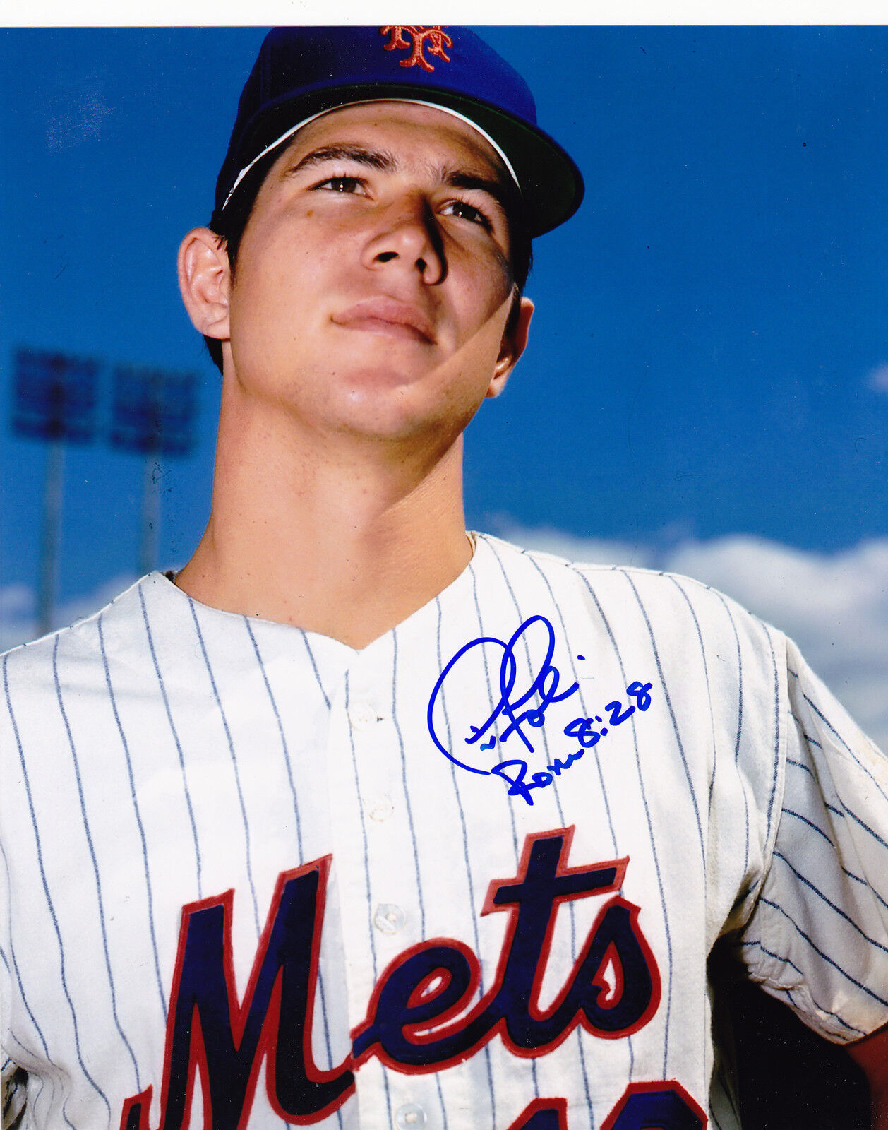 TIM FOLI NEW YORK METS ACTION SIGNED 8x10