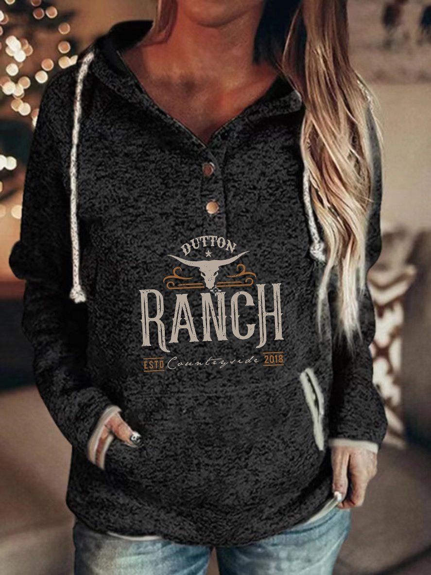 Vintage Ethnic Print Hooded Long Sleeve Sweatshirt