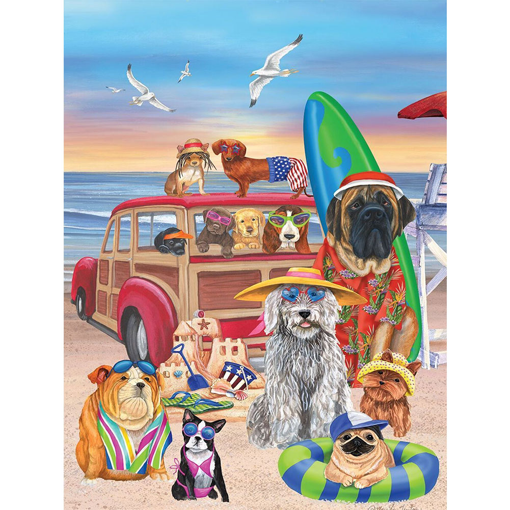 

Surfing Dog - Round Drill Diamond Painting - 30*40CM, 501 Original