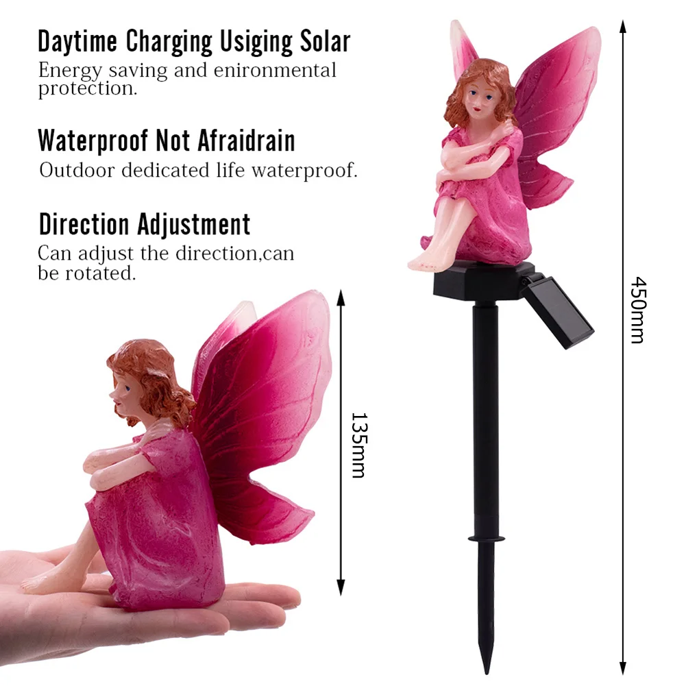 LED Solar Light Flower Fairy Lawn Stake Outdoor Garden Landscape Light (A)