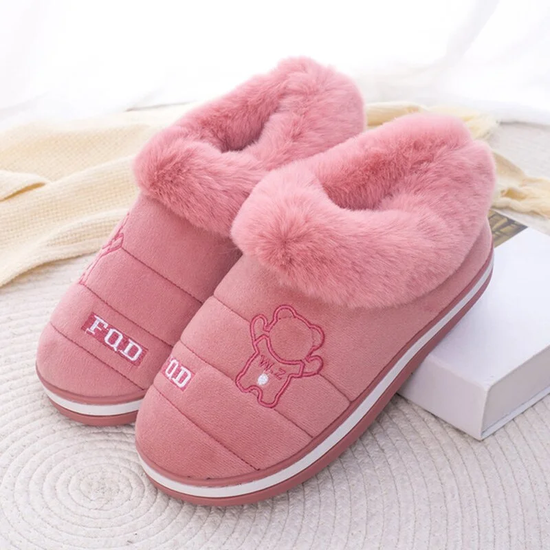 Qengg MCCKLE Women Slippers Women's Plush Home Winter Warm Shoes Ladies Soft Non-Slip Indoors Bedroom Floor Flats Female Slipper 2021