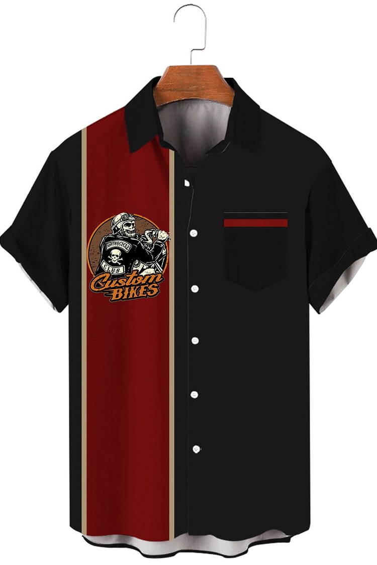 Tiboyz Fashion Casual Skull Motorcycle Cozy Shirt