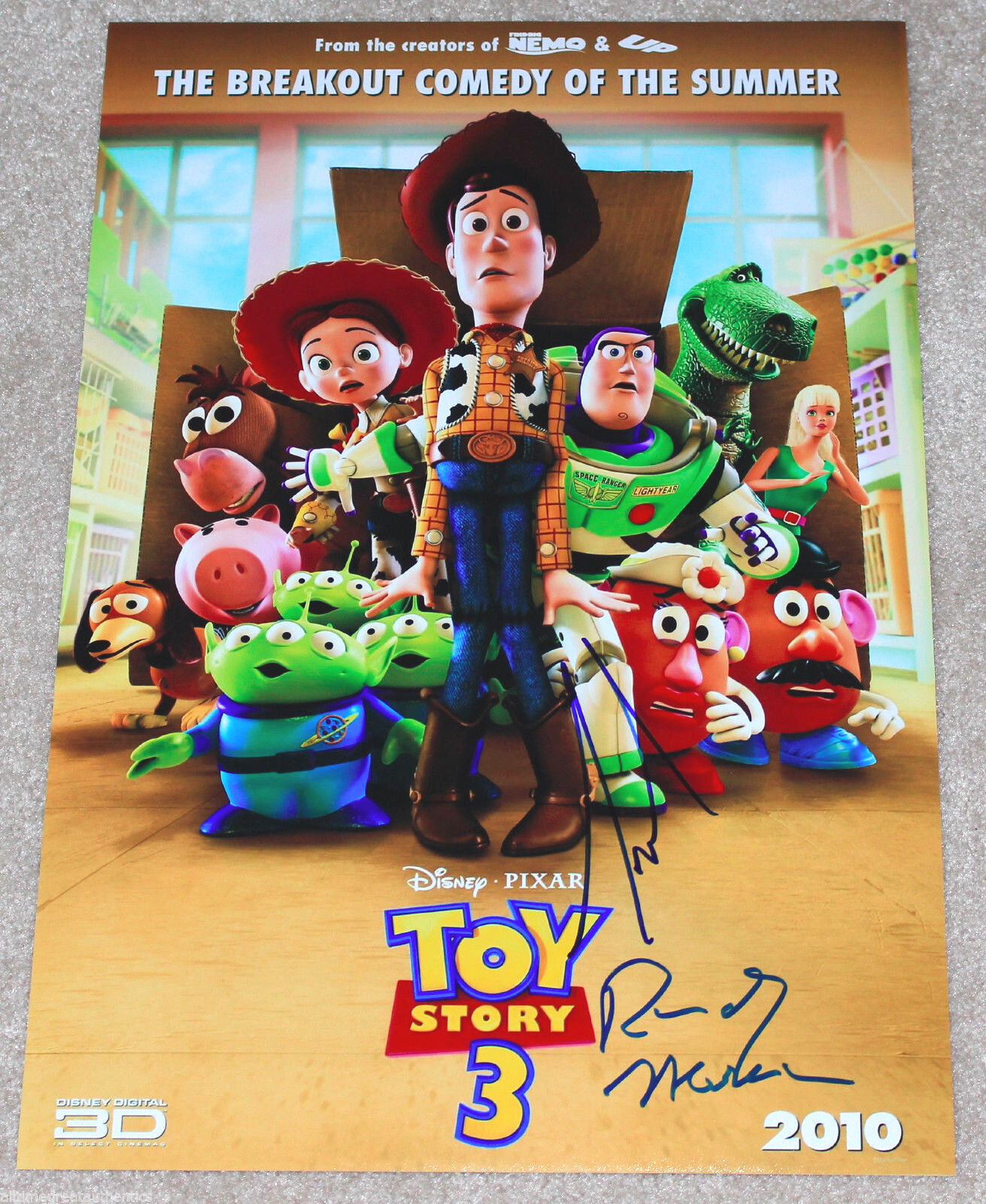 TIM ALLEN & RANDY NEWMAN SIGNED AUTHENTIC 'TOY STORY 3' 12X18 Photo Poster painting w/COA PROOF