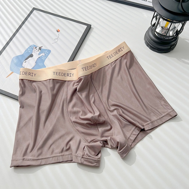 Stolshavar Men's Ice Silk Boxer Briefs Shorts Sexy Seamless Underwear Man Underpants Male Ultra-thin Breathable Panties