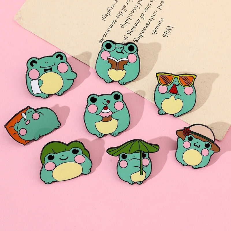 Cartoon Style Cute Funny Pin Cartoon Frog Alloy Stamping Stoving Varnish Plating Unisex Brooches