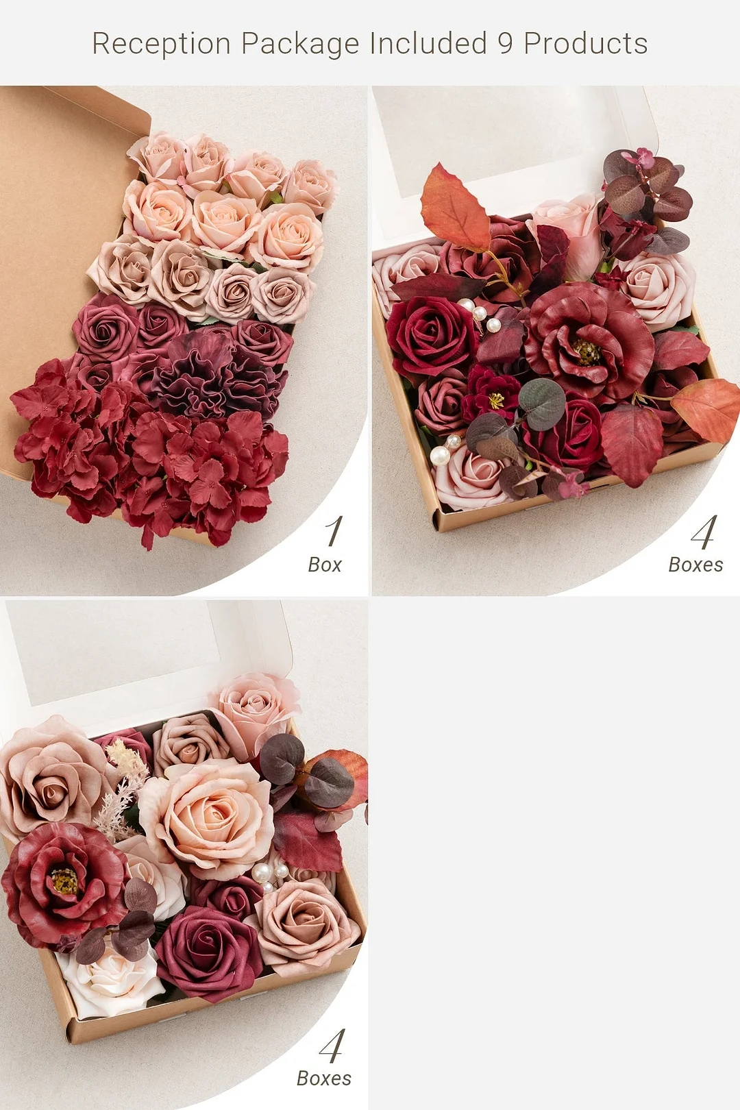Mini Bouquet Centerpiece Set in Burgundy & Dusty Rose