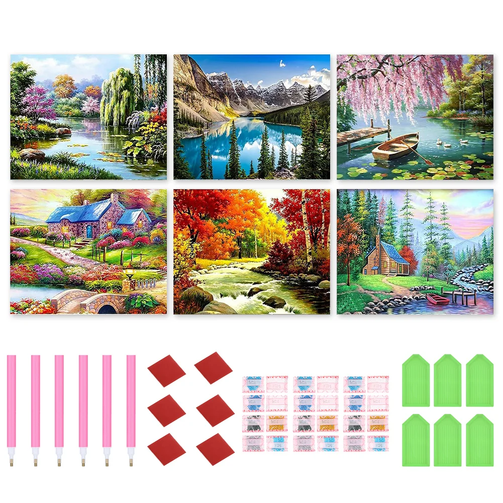 6pcs Diamond Painting - Full Round Drill - Scenery(Canvas|40*30cm)