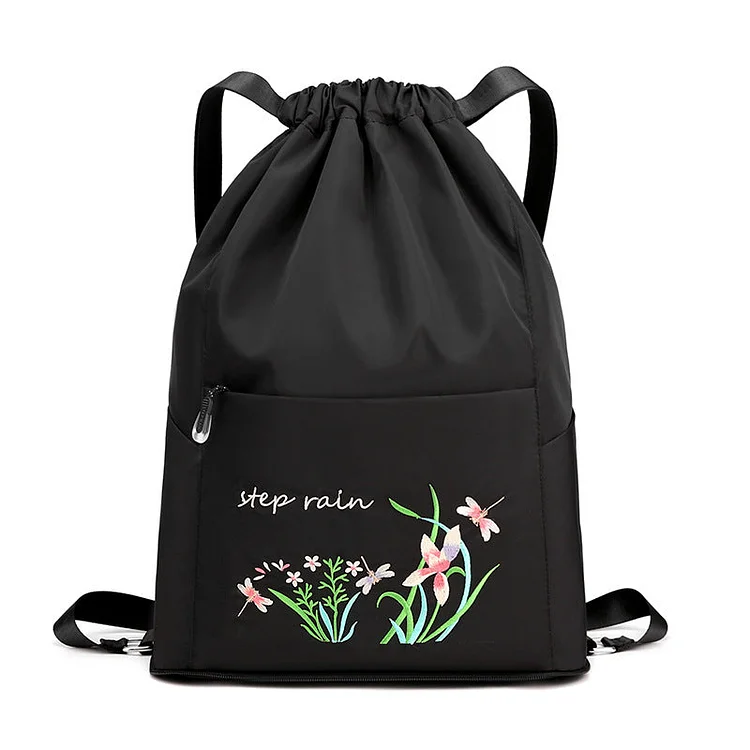 Embroidered Backpack with Drawstring | 168DEAL