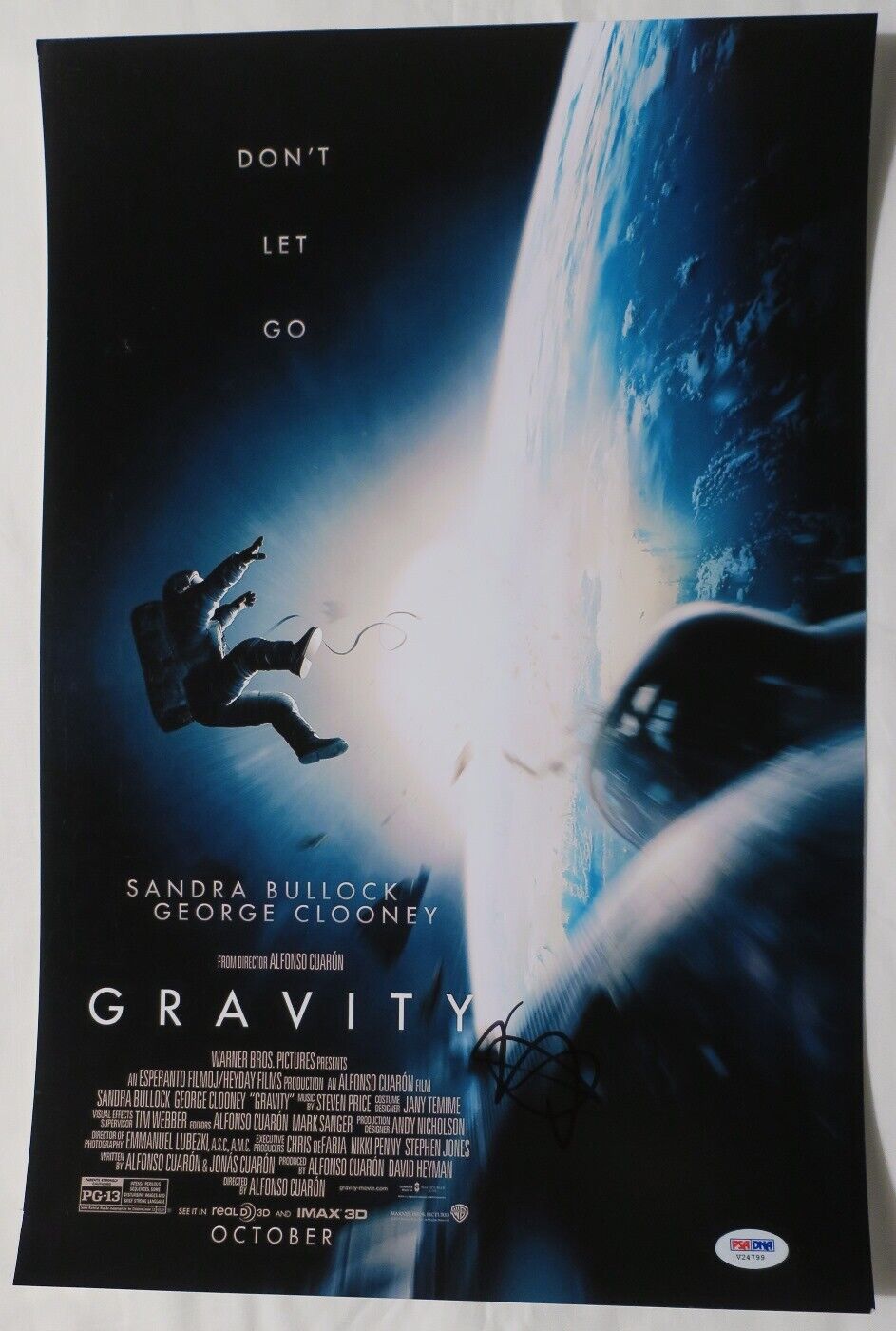 Sandra Bullock Signed Gravity Authentic Autographed 12x18 Photo Poster painting PSA/DNA #V24799