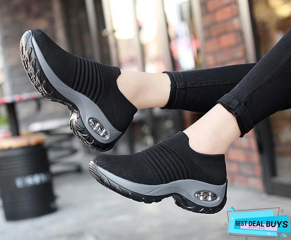 Women Breathable Mesh Slip-On Air Cushion Casual Sneaker Shoes