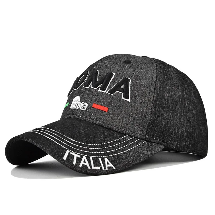 Cross-Border Three-Dimensional Embroidered Baseball Cap Roma Embroidery Peaked Cap Distressed Three-Dimensional Embroidered Base