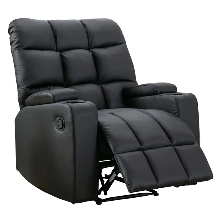 Bestier PU Leather Manual Recliner, Sofa Chair for Living Room, Black