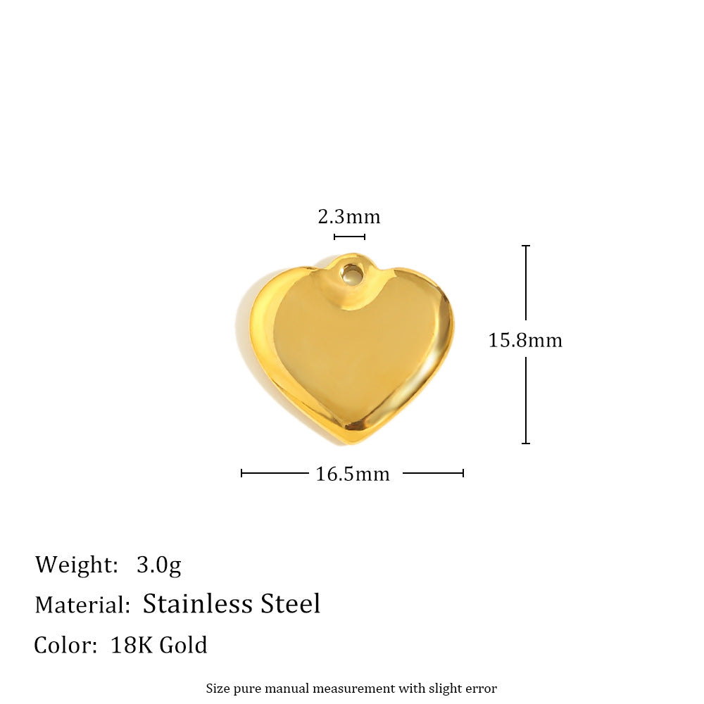Diy Necklace Accessories Stainless Steel 18K Gold Plated Rose Flower Glue Bead Diamond Love Pendant Female