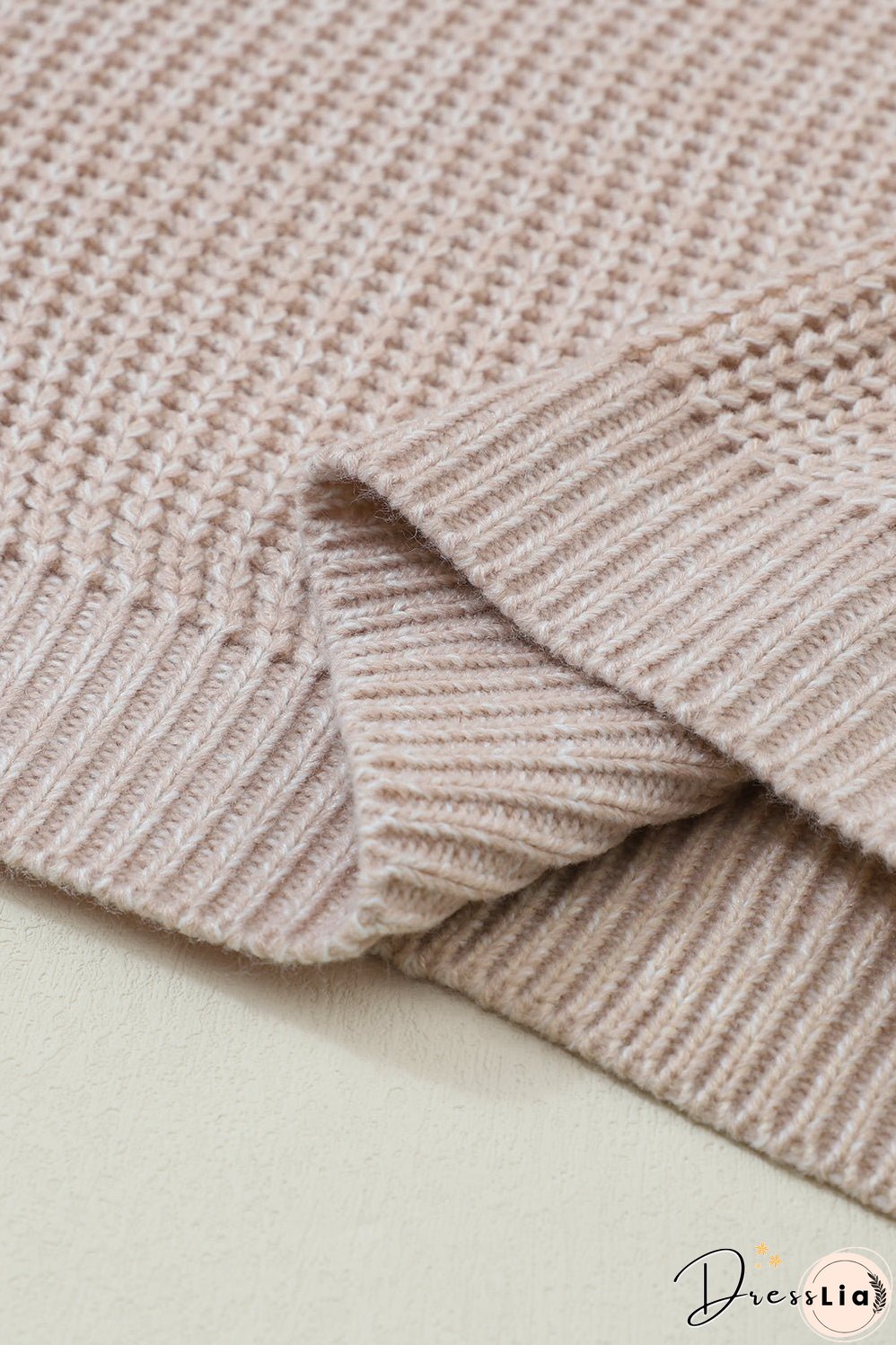 Cable-Knit Round Neck Dropped Shoulder Sweater