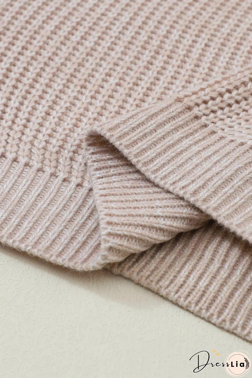 Cable-Knit Round Neck Dropped Shoulder Sweater