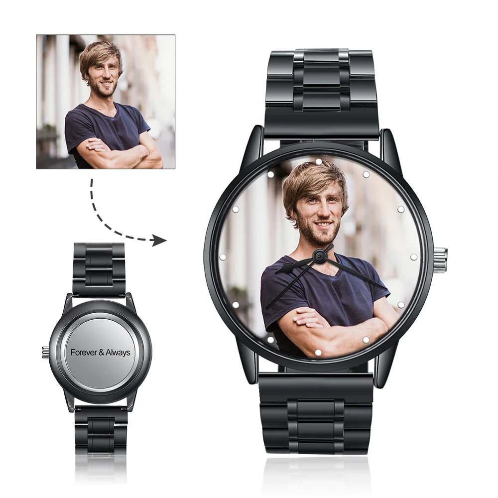 Personalisierte gravierte Uhr mit Gravuren Wasserdicht Vatertaggeschenk Geschenk an Papa Kettenmachen