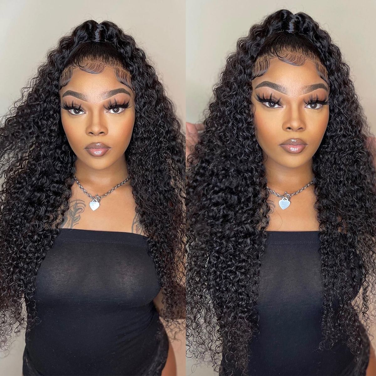 Deep Curly 13x4 Transprent Lace Frontal Wigs Hair Pre Plucked Virgin Human Hair Wigs With Baby Hair