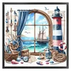 Window And Lighthouse-11CT Stamped Cross Stitch 40*40cm/15.75*15.75in tapestrymarket