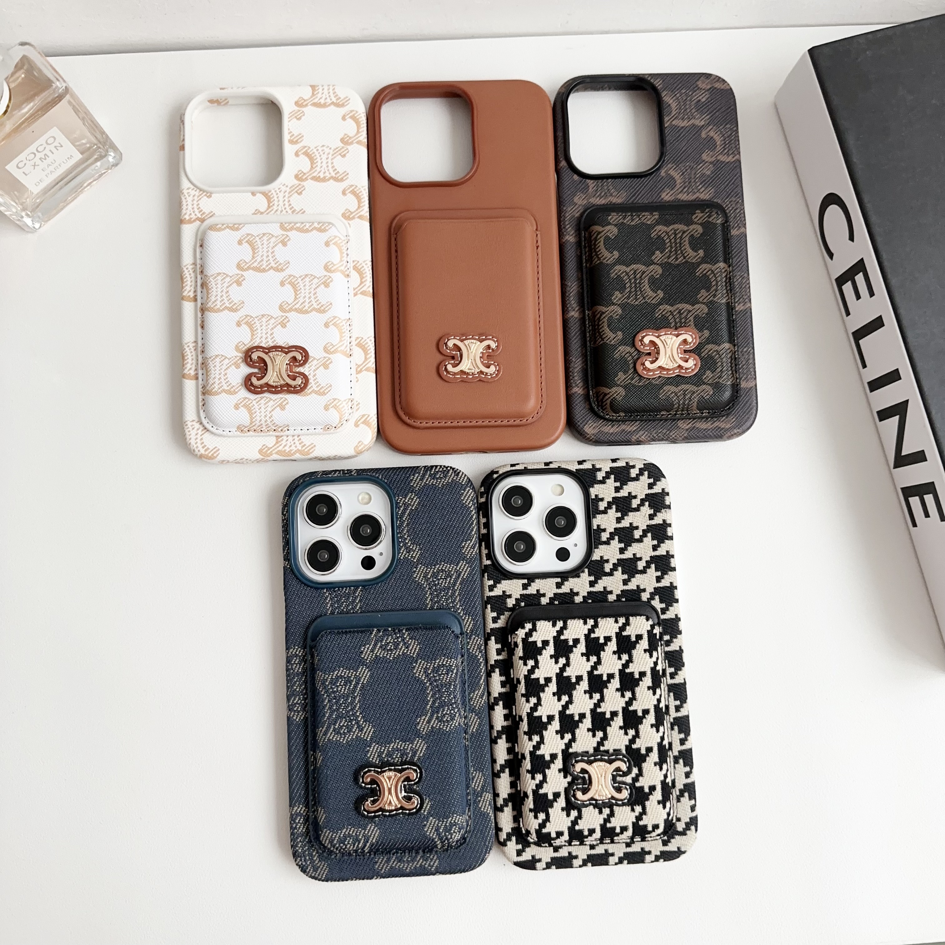 Celine Leather Back Card Slot Apple iPhone Case