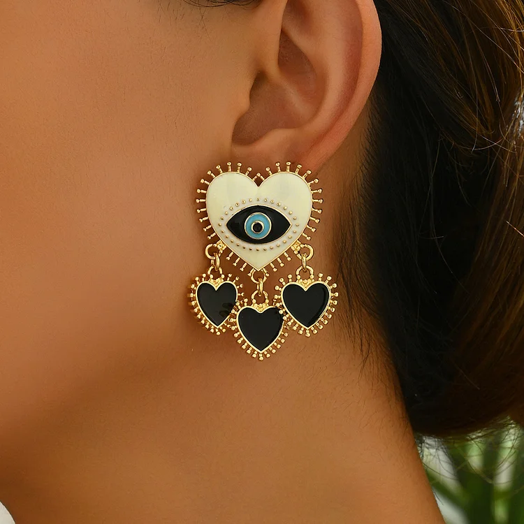 Heart Devil Eye Earrings