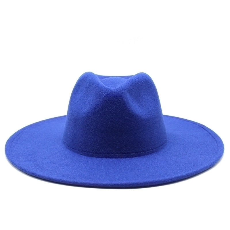 Unisex Elegant Solid Color Big Eaves Flat Eaves Fedora Hat