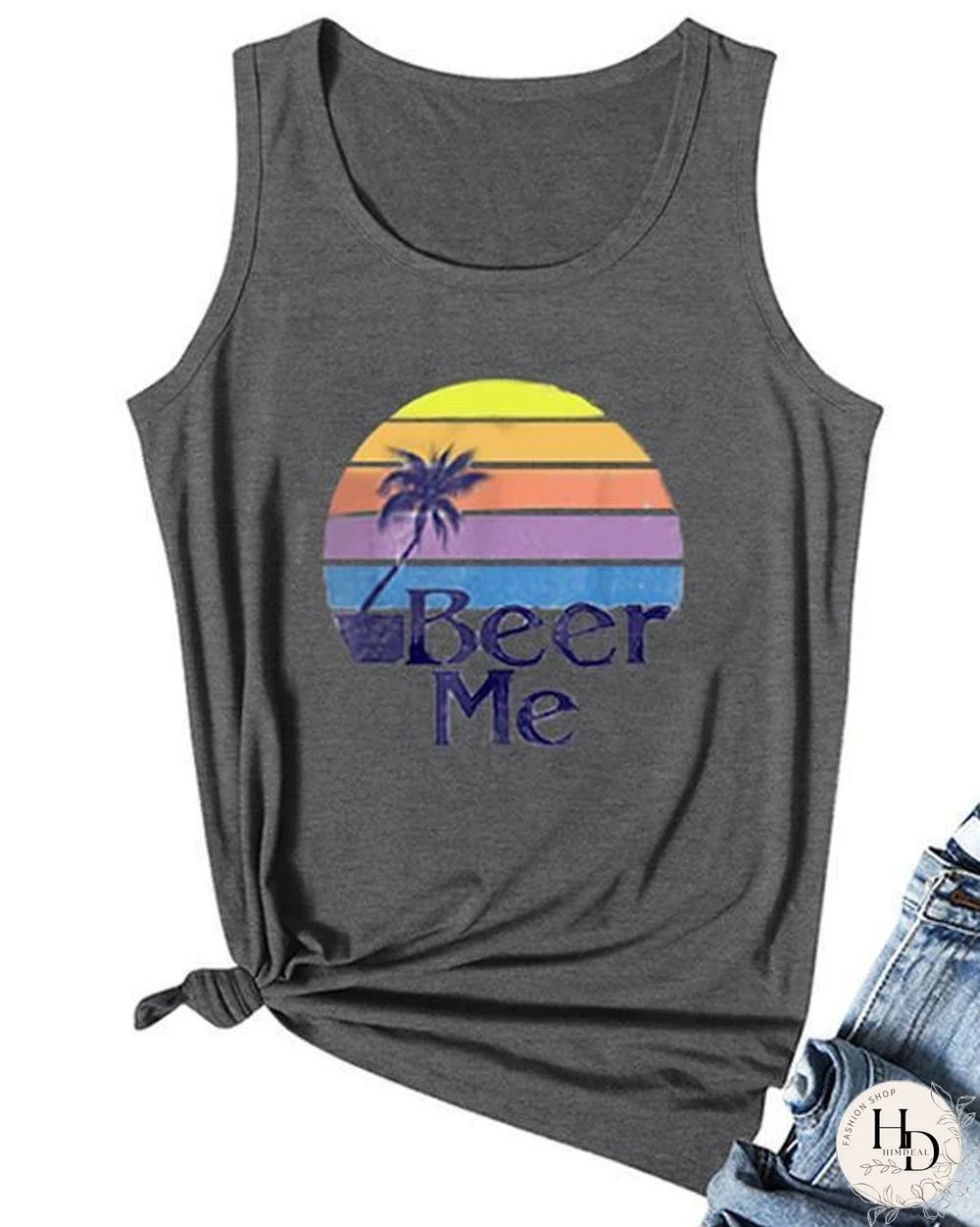 Beer Me Printed O-Neck Tanks